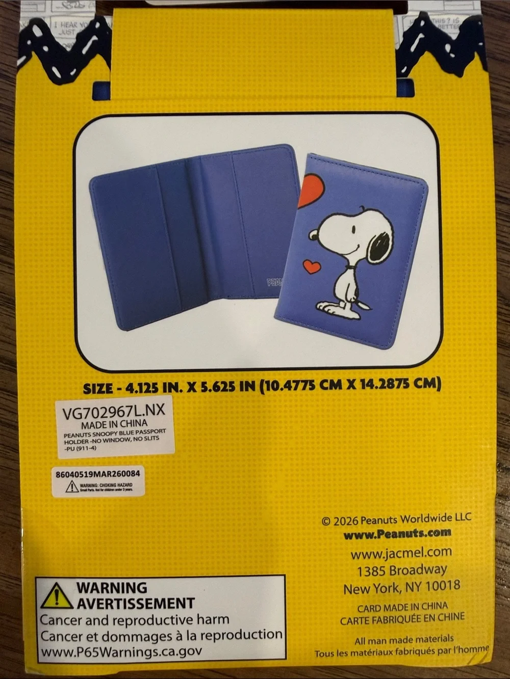 Peanuts Snoopy Blue Passport Holder with Red Hearts